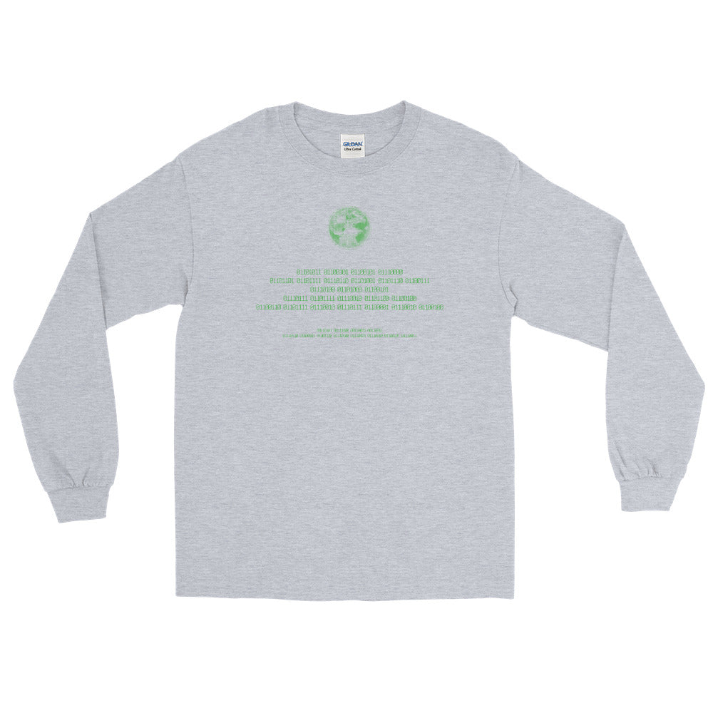 Binary Instructions To Keep Moving The World Forward With Vitruvian Earth In Green on Men's Long Sleeve Shirt