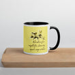 Sage Wisdom Haiku With Sparrow on Ceramic Mug with Color Inside