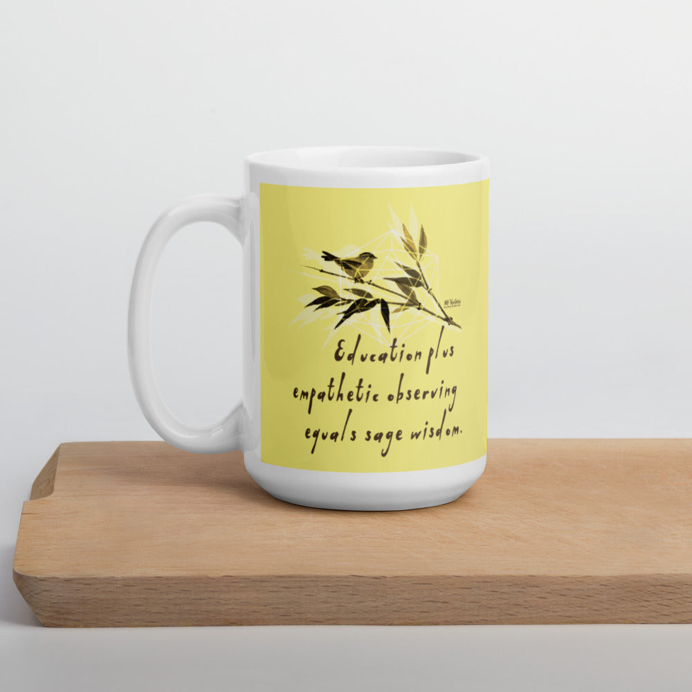 Sage Wisdom Haiku With Sparrow on Glossy Ceramic Mug