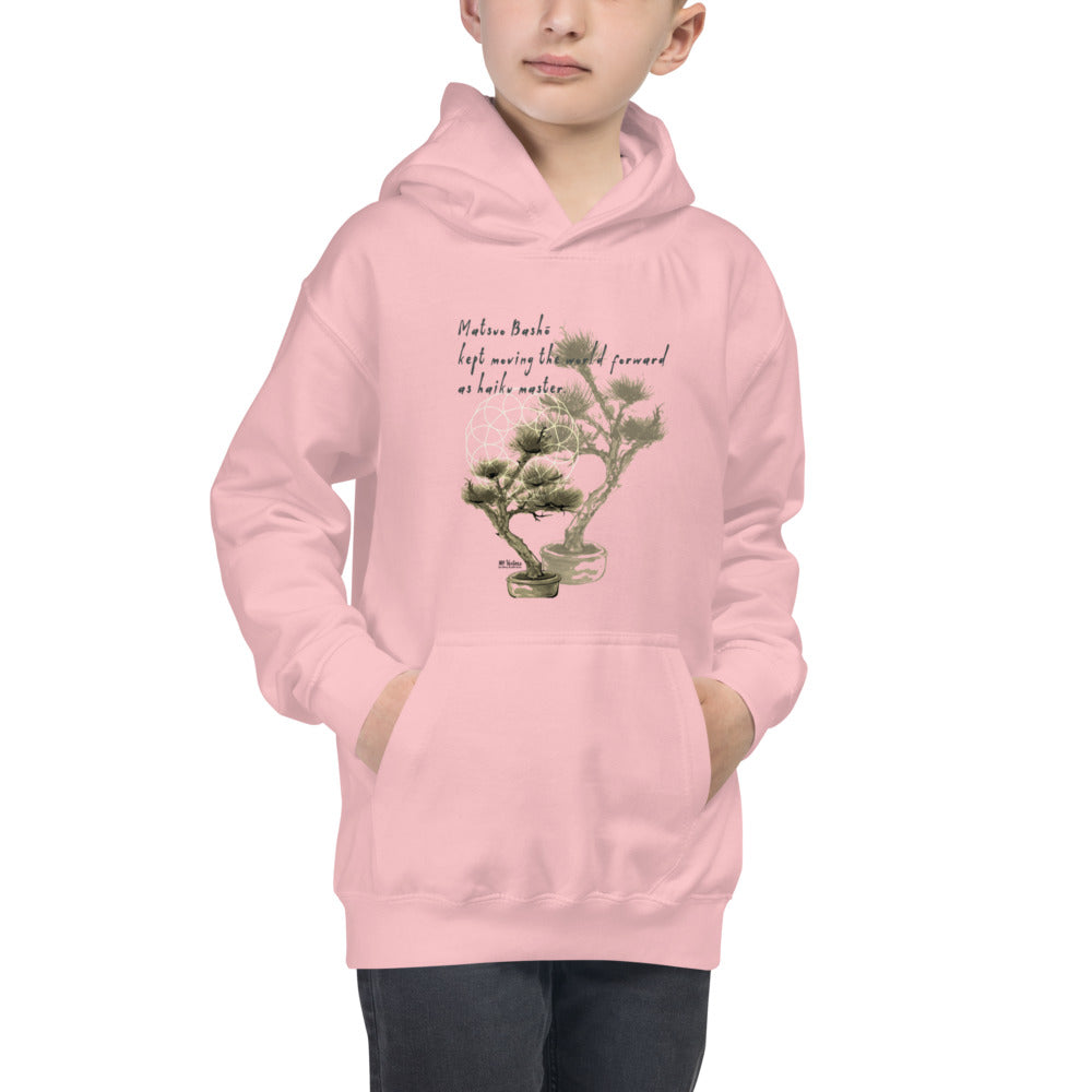 Matsuo Basho Haiku With Bonsai on Kids Hoodie