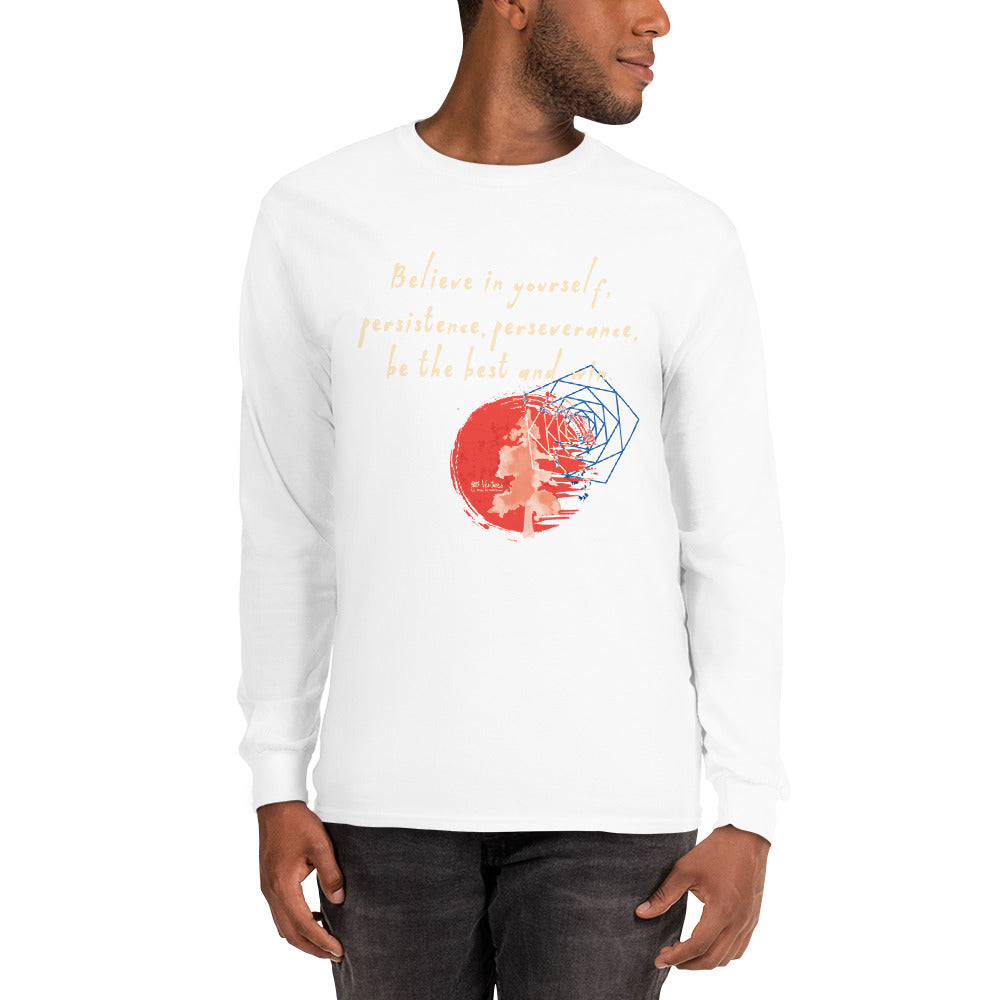 Believe To Win Haiku With Sun Tree on Men's Long Sleeve Shirt