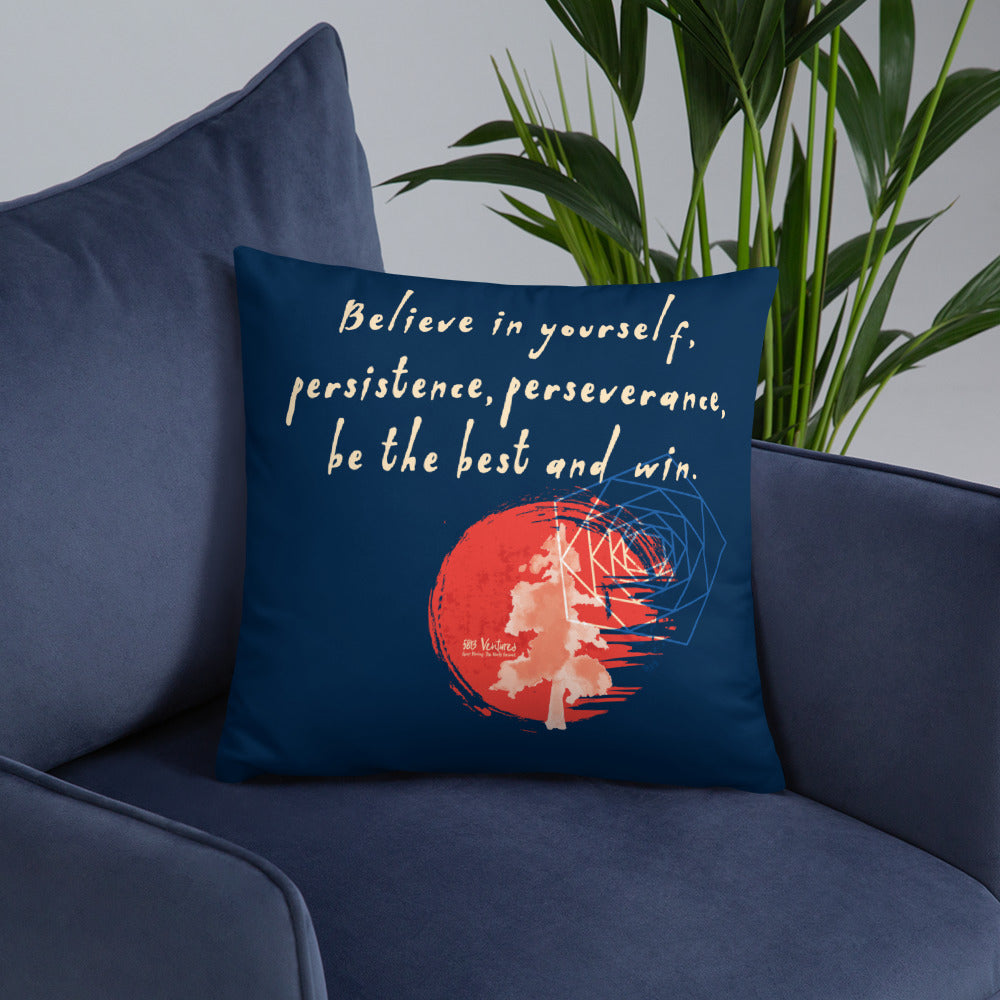 Believe To Win Haiku With Sun Tree on Basic Pillow