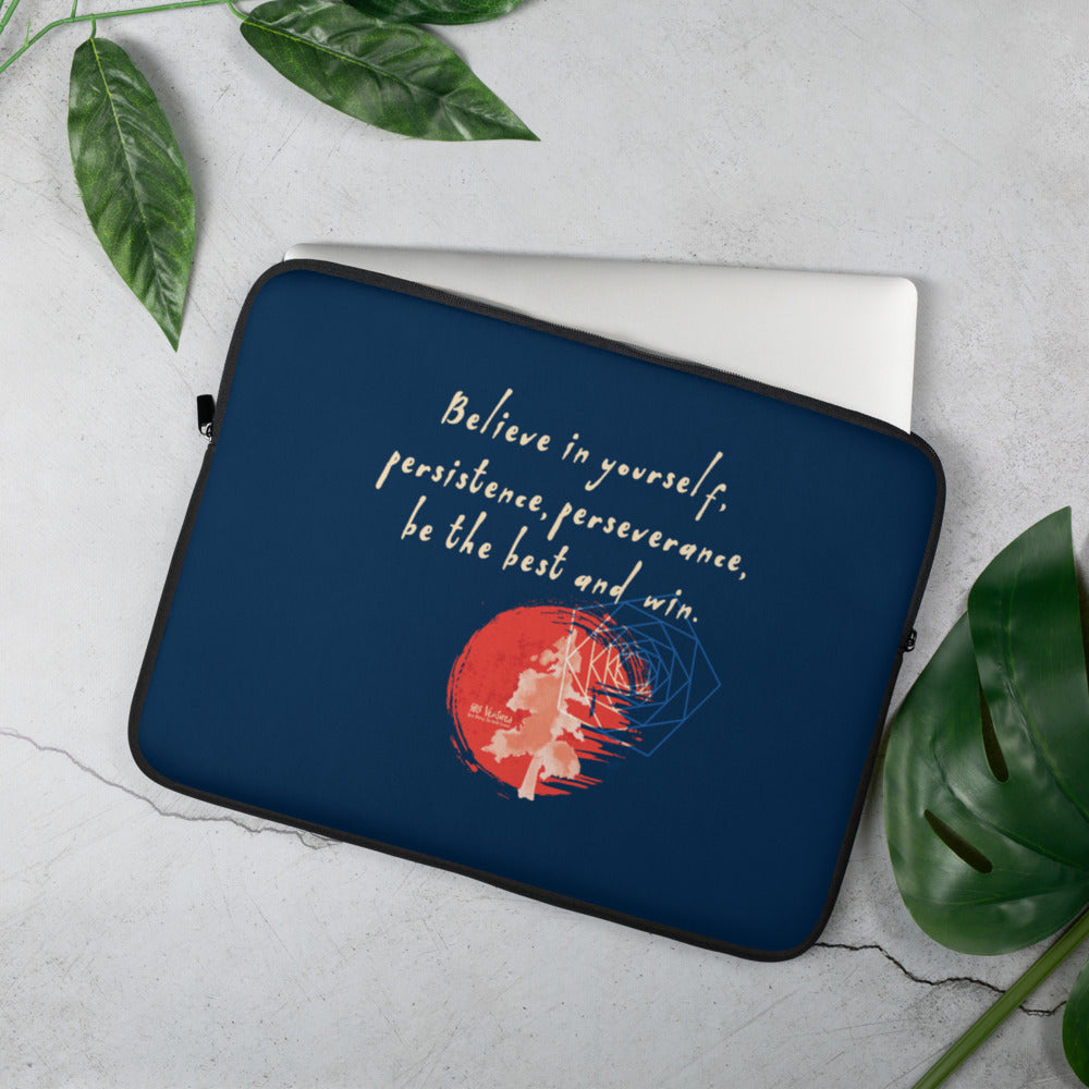 Believe To Win Haiku With Sun Tree on Laptop Sleeve