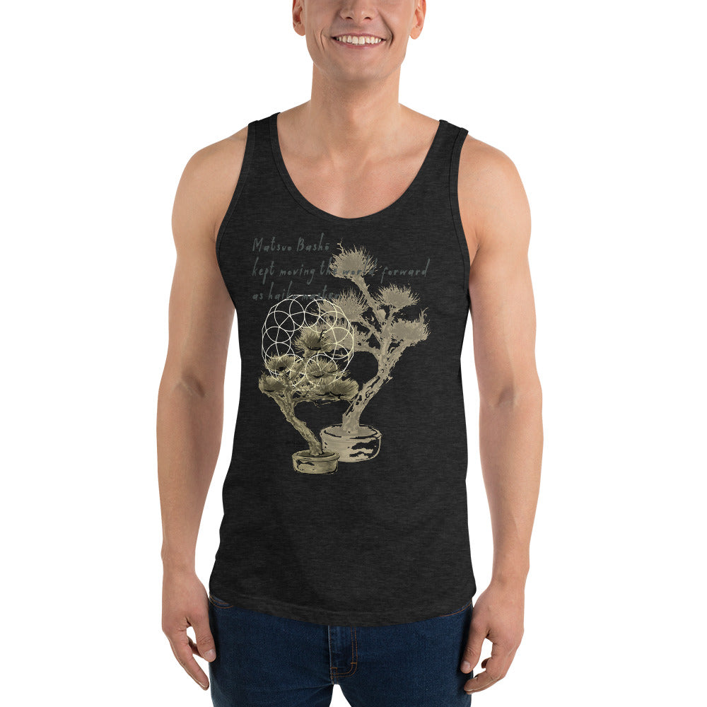 Matsuo Basho Haiku With Bonsai on Men's Premium Tank Top