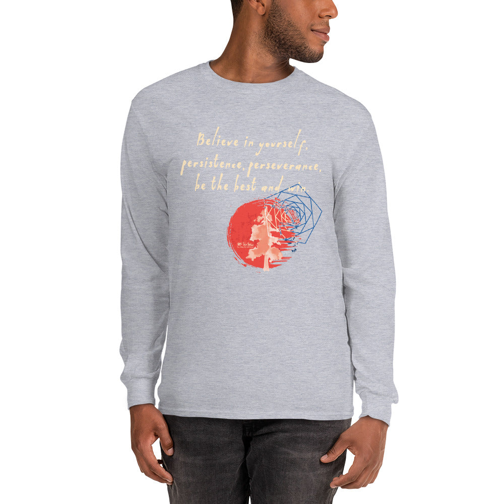 Believe To Win Haiku With Sun Tree on Men's Long Sleeve Shirt