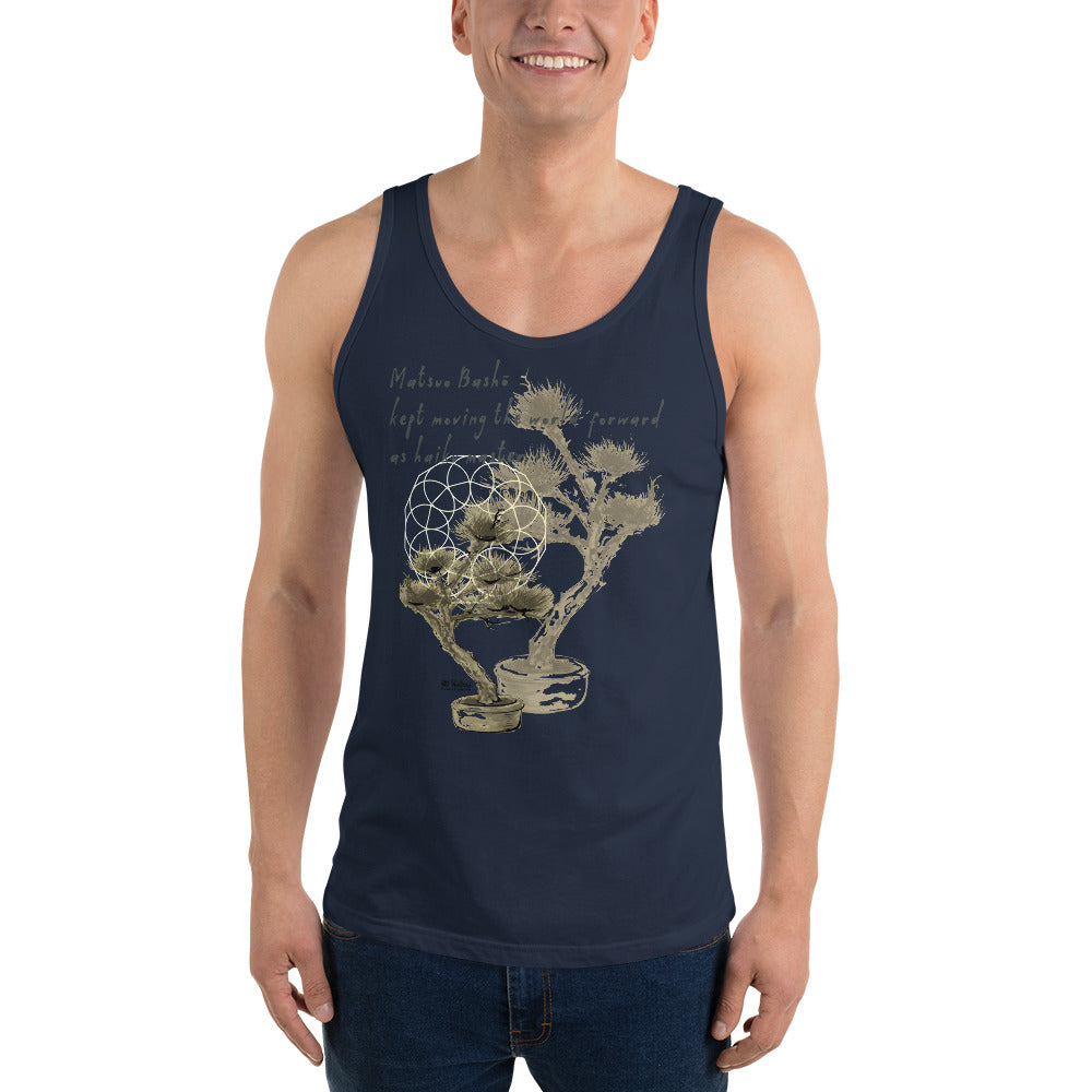 Matsuo Basho Haiku With Bonsai on Men's Premium Tank Top