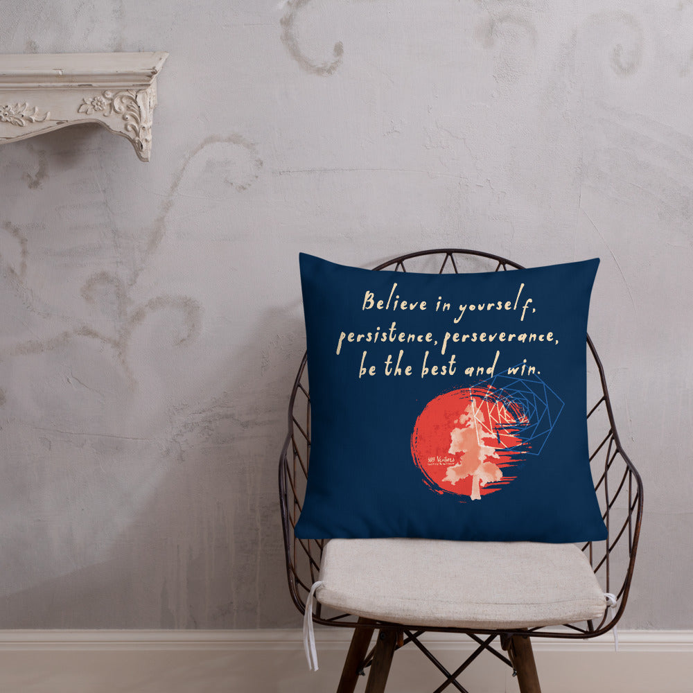 Believe To Win Haiku With Sun Tree on Premium Pillow