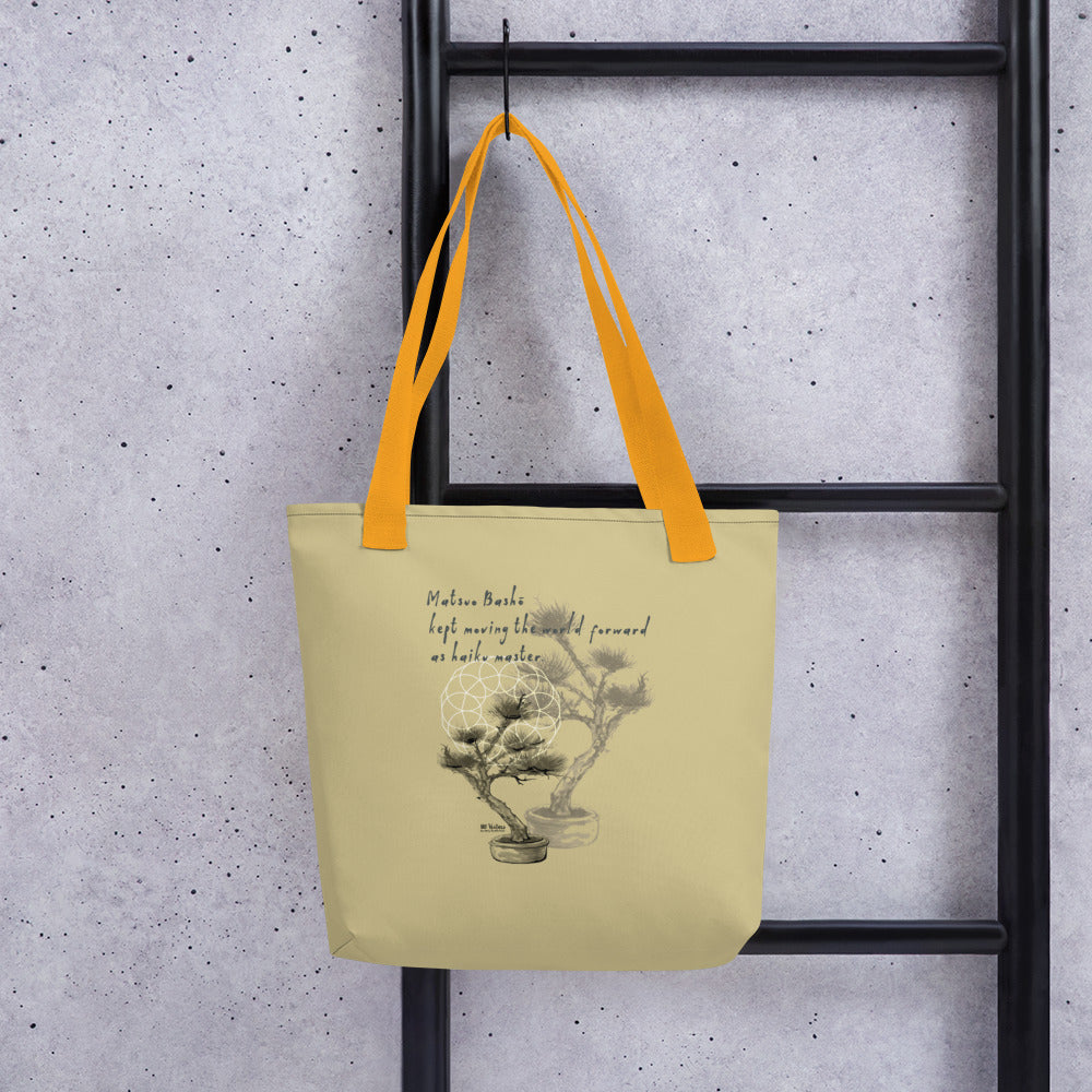 Matsuo Basho Haiku With Bonsai on Tote Bag