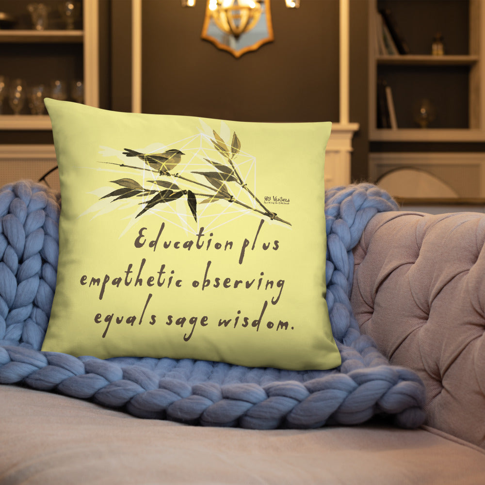 Sage Wisdom Haiku With Sparrow on Basic Pillow