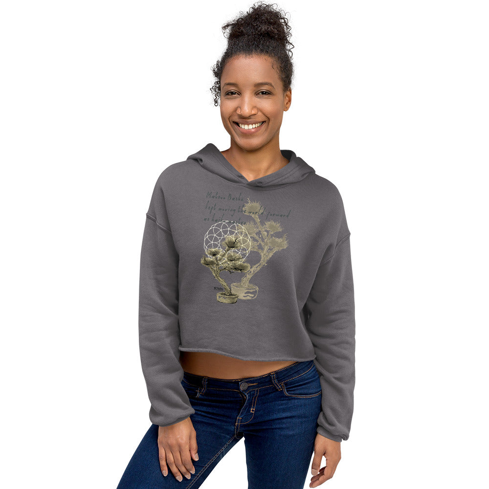 Matsuo Basho Haiku With Bonsai on Women's Crop Hoodie