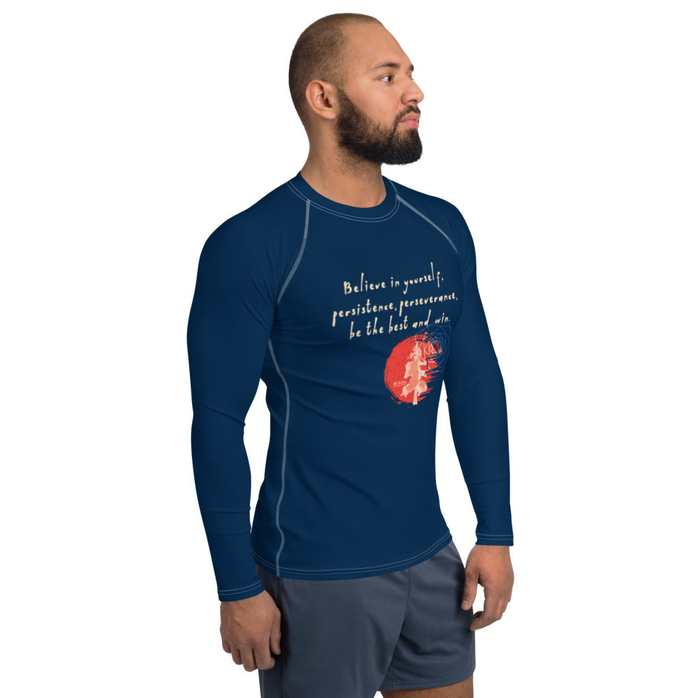 Believe To Win Haiku With Sun Tree on Men's Rash Guard