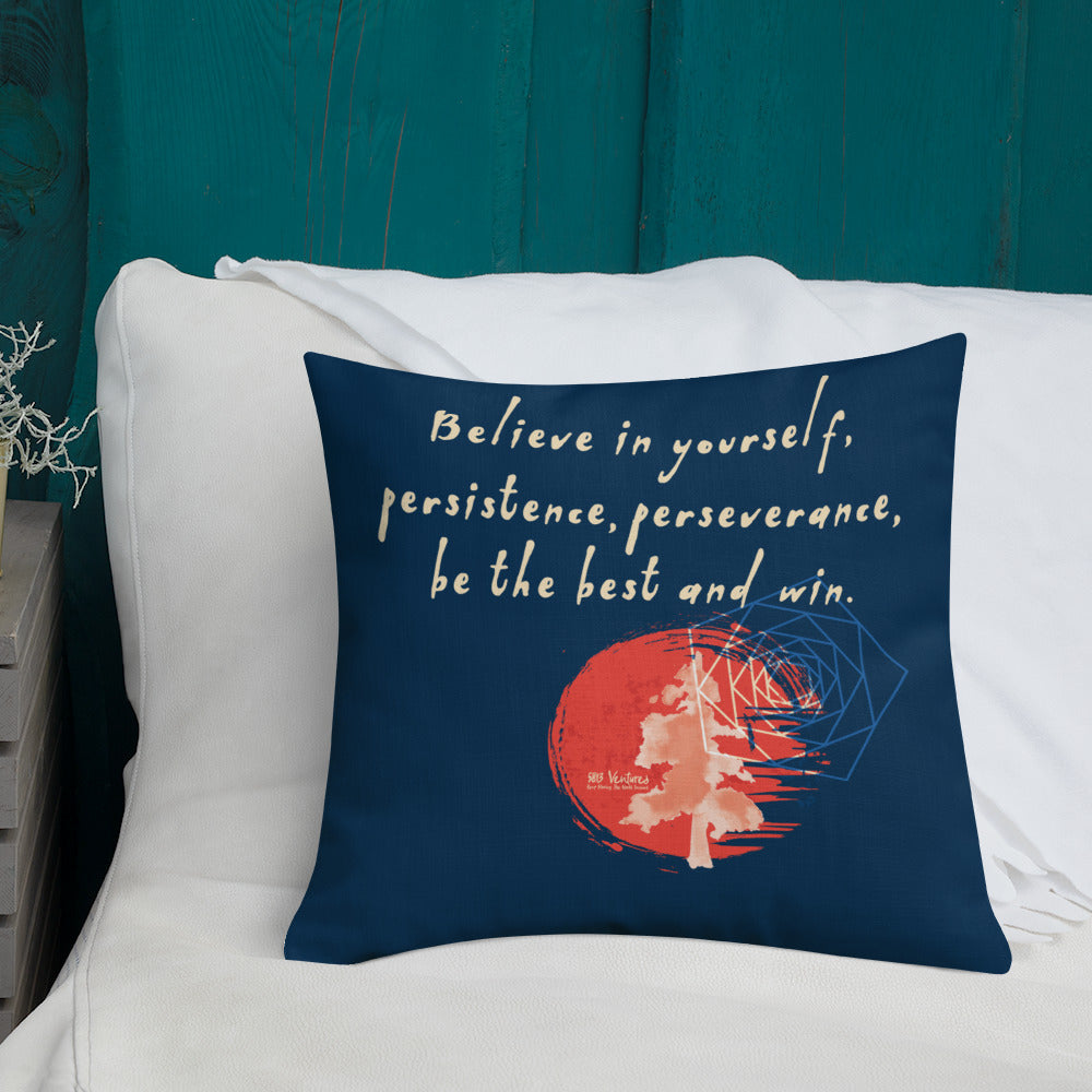 Believe To Win Haiku With Sun Tree on Premium Pillow