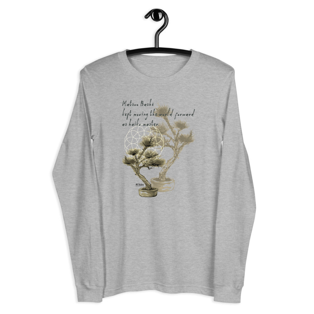 Matsuo Basho Haiku With Bonsai on Unisex Long Sleeve T-Shirt