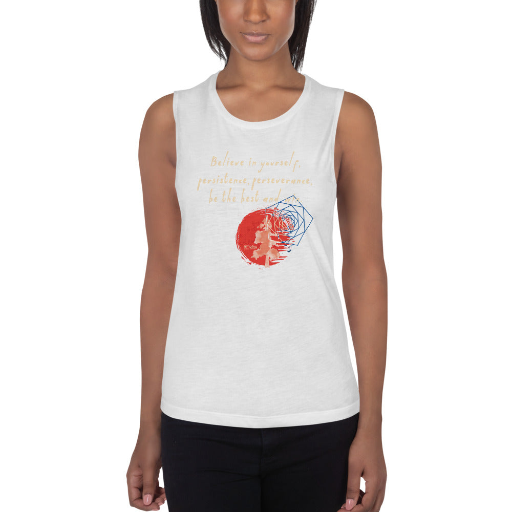 Believe To Win Haiku With Sun Tree on Women's Muscle Tank Top