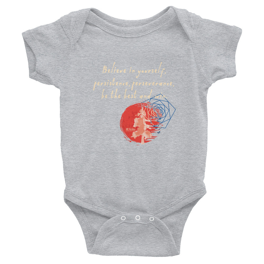 Believe To Win Haiku With Sun Tree on Baby Short Sleeve Bodysuit