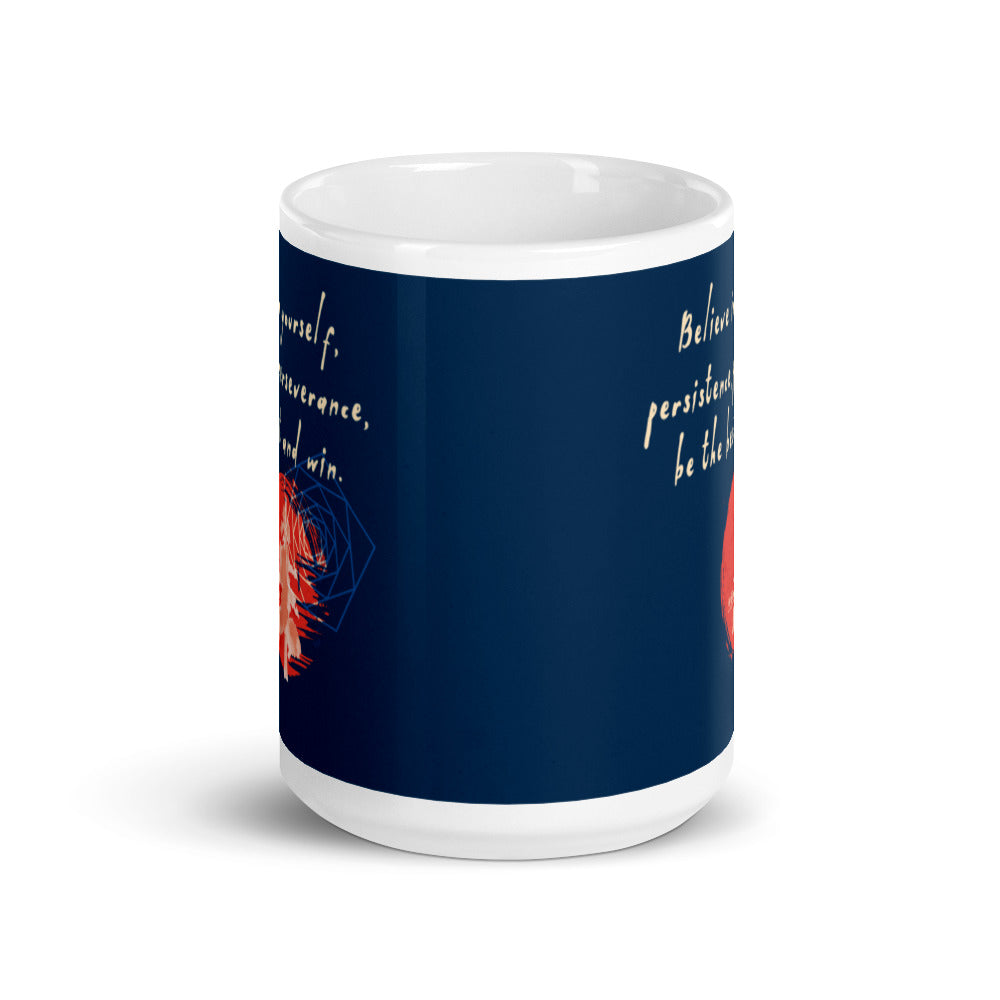 Believe To Win Haiku With Sun Tree on Glossy Ceramic Mug