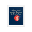 Believe To Win Haiku With Sun Tree on Enhanced Matte Paper Poster - Framed