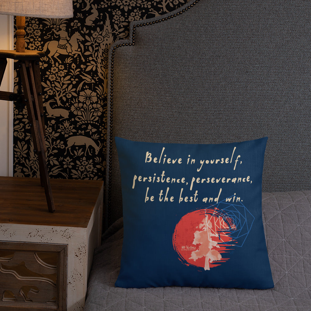 Believe To Win Haiku With Sun Tree on Premium Pillow