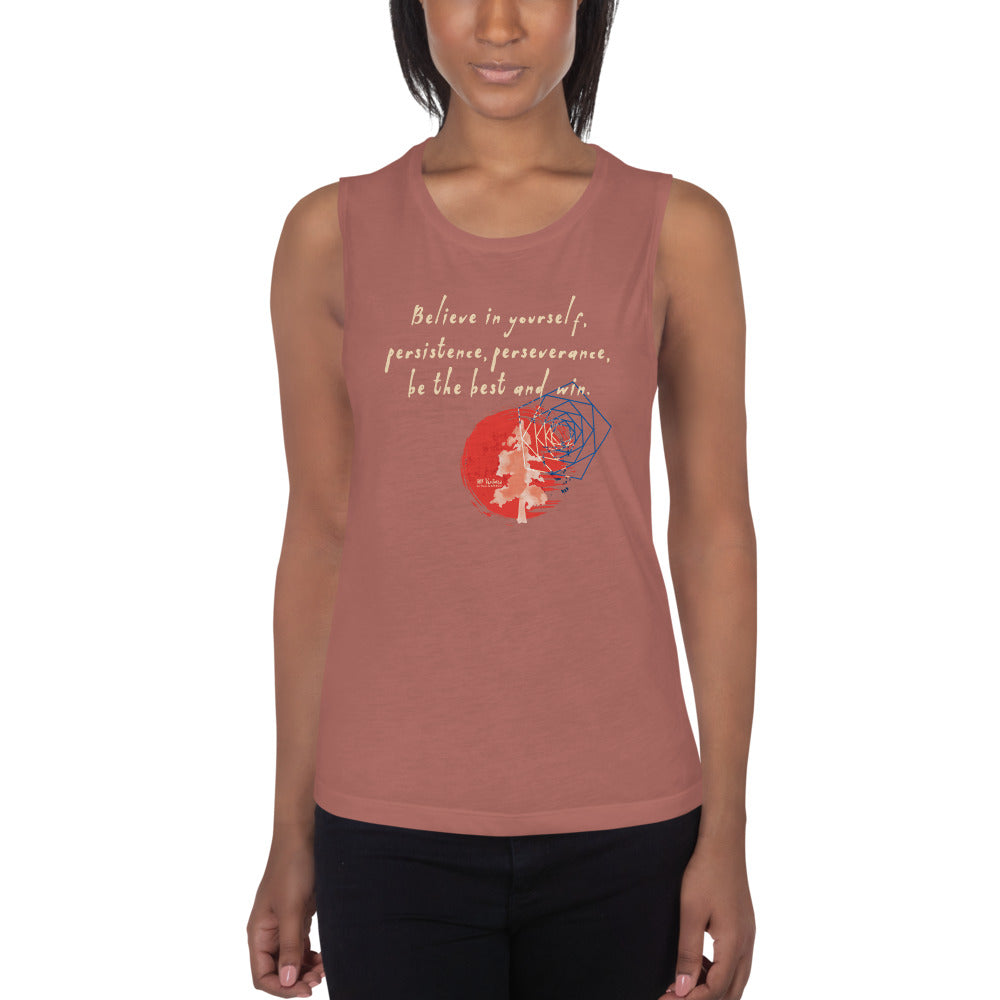 Believe To Win Haiku With Sun Tree on Women's Muscle Tank Top