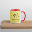 Sage Wisdom Haiku With Sparrow on Ceramic Mug with Color Inside