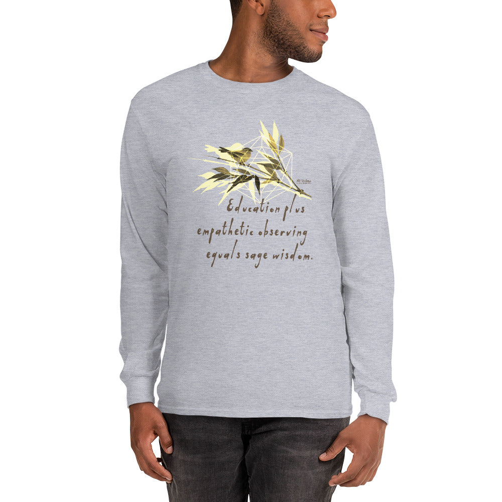 Sage Wisdom Haiku With Sparrow on Men's Long Sleeve Shirt