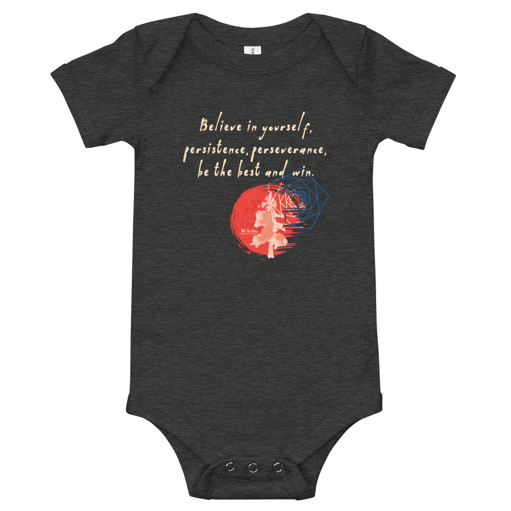 Believe To Win Haiku With Sun Tree on Baby Short Sleeve Onesie