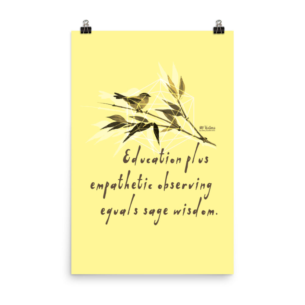 Sage Wisdom Haiku With Sparrow on Enhanced Matte Paper Poster