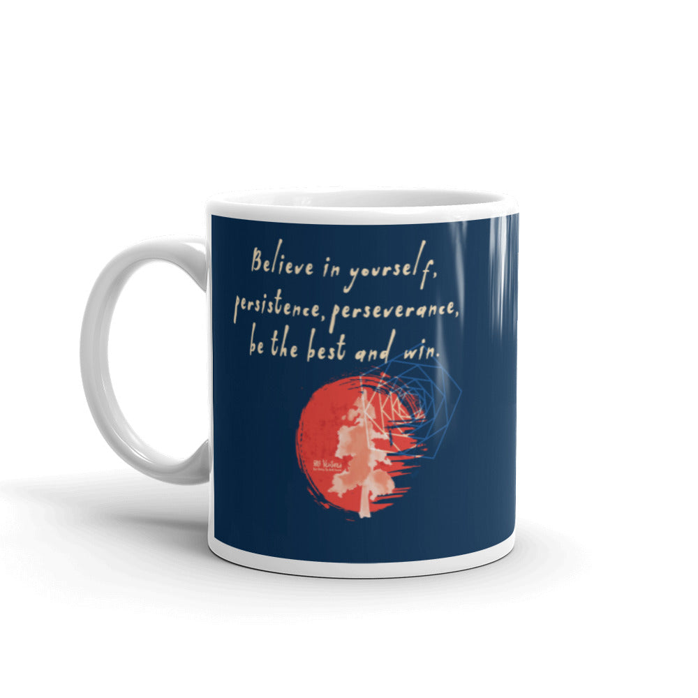 Believe To Win Haiku With Sun Tree on Glossy Ceramic Mug