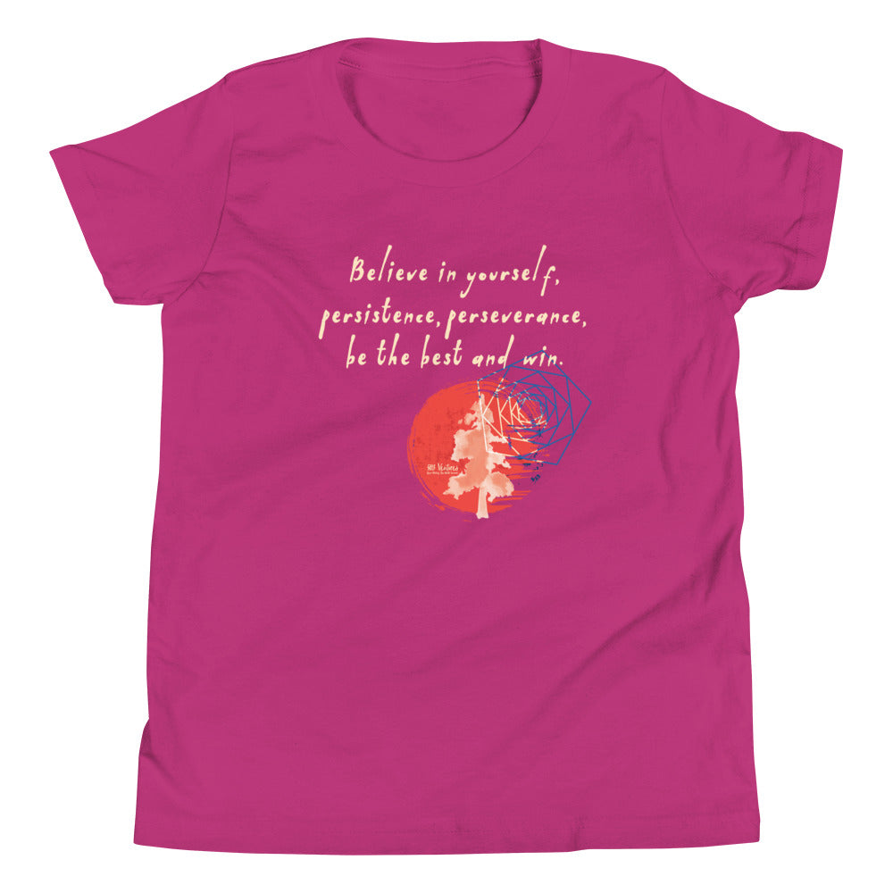 Believe To Win Haiku With Sun Tree on Youth Premium T-Shirt