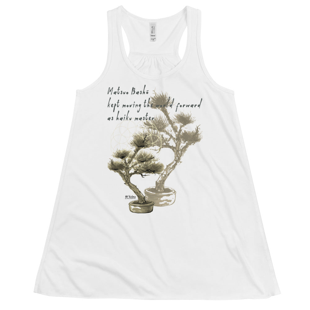 Matsuo Basho Haiku With Bonsai on Women's Flowy Racerback Tank Top