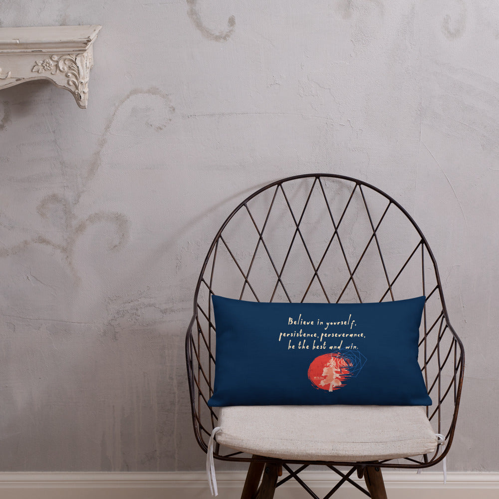 Believe To Win Haiku With Sun Tree on Premium Pillow