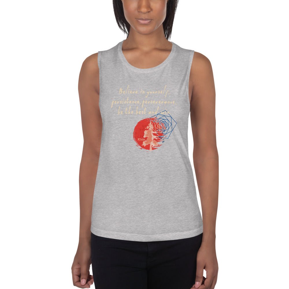 Believe To Win Haiku With Sun Tree on Women's Muscle Tank Top