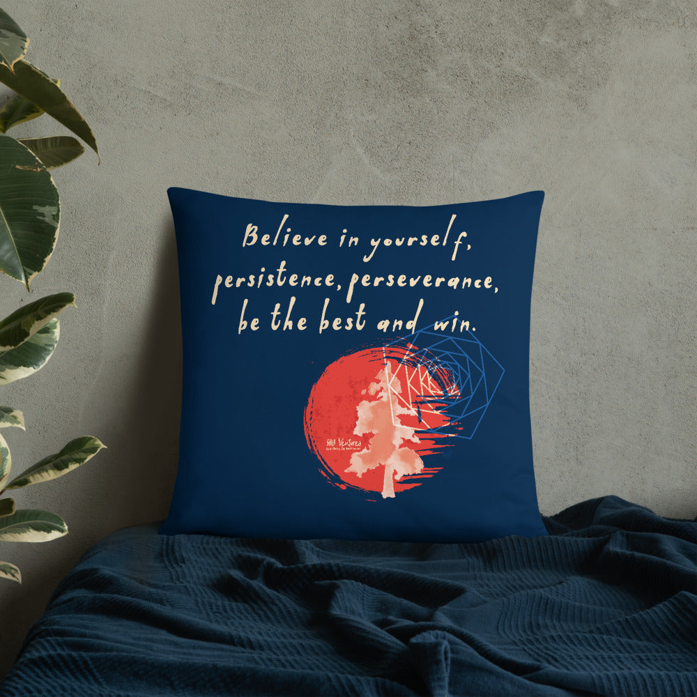 Believe To Win Haiku With Sun Tree on Basic Pillow