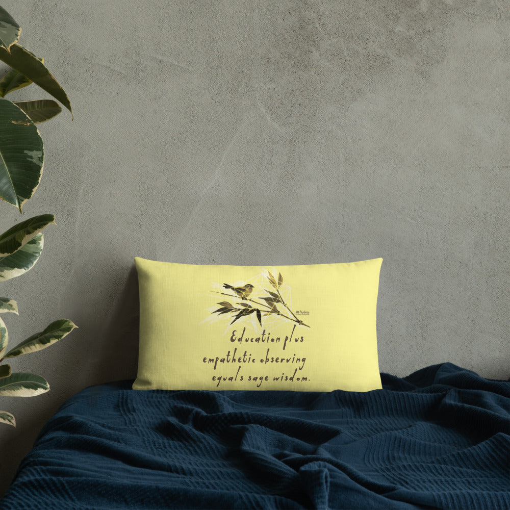 Sage Wisdom Haiku With Sparrow on Premium Pillow