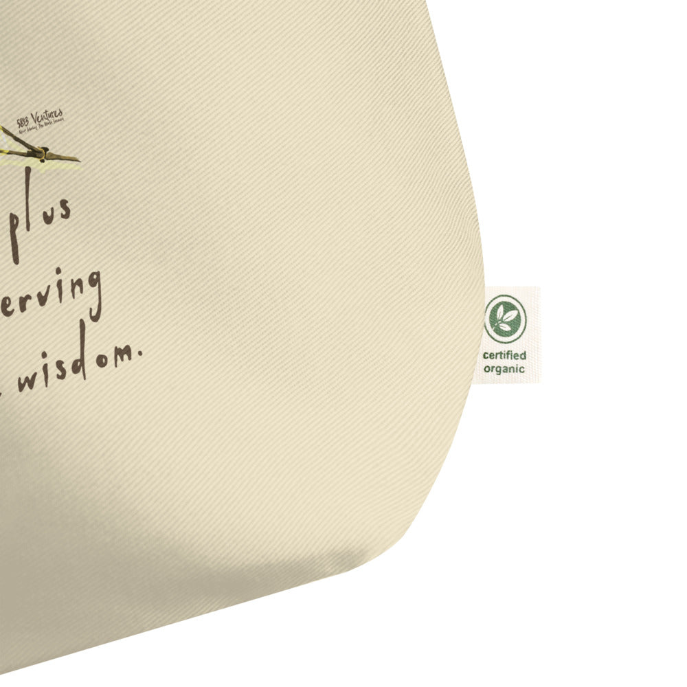 Sage Wisdom Haiku With Sparrow on Large Organic Tote Bag