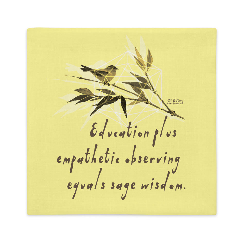 Sage Wisdom Haiku With Sparrow on Premium Pillow Case