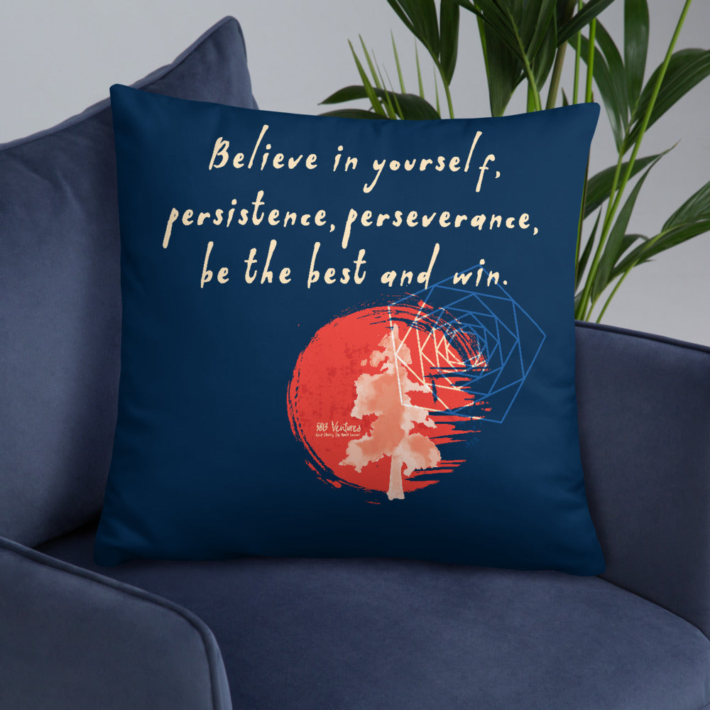 Believe To Win Haiku With Sun Tree on Basic Pillow