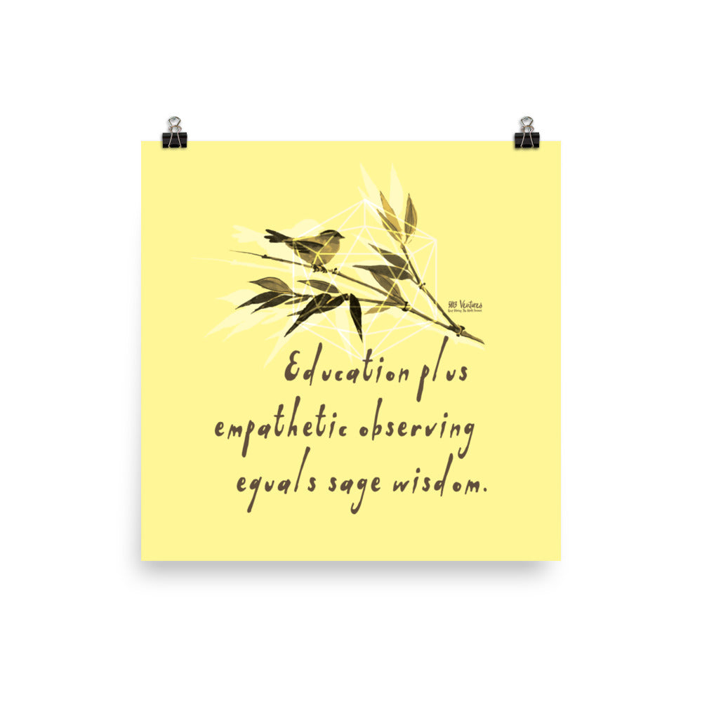 Sage Wisdom Haiku With Sparrow on Enhanced Matte Paper Poster