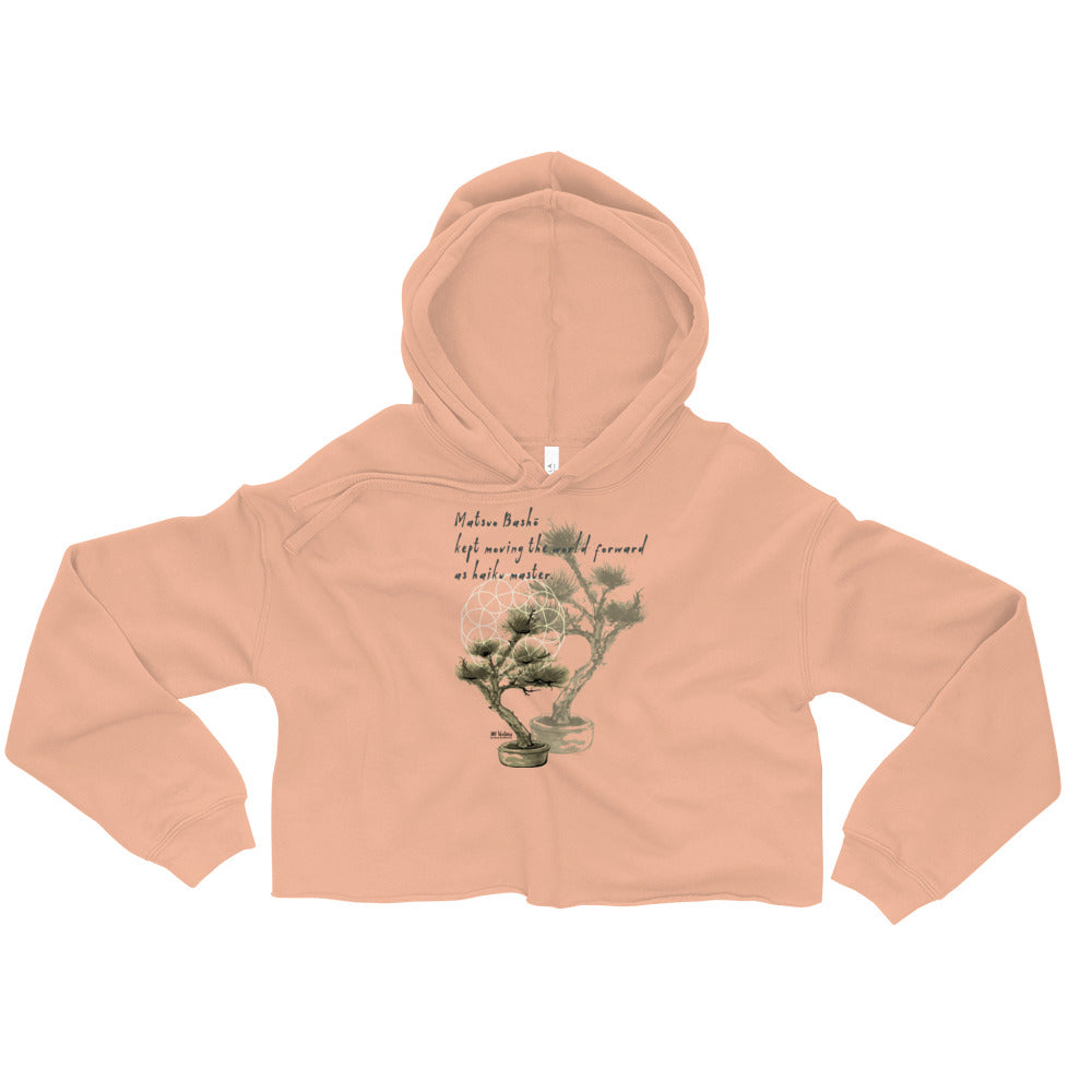 Matsuo Basho Haiku With Bonsai on Women's Crop Hoodie