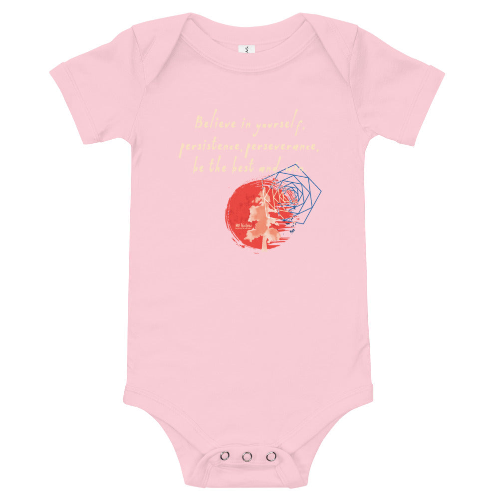 Believe To Win Haiku With Sun Tree on Baby Short Sleeve Onesie