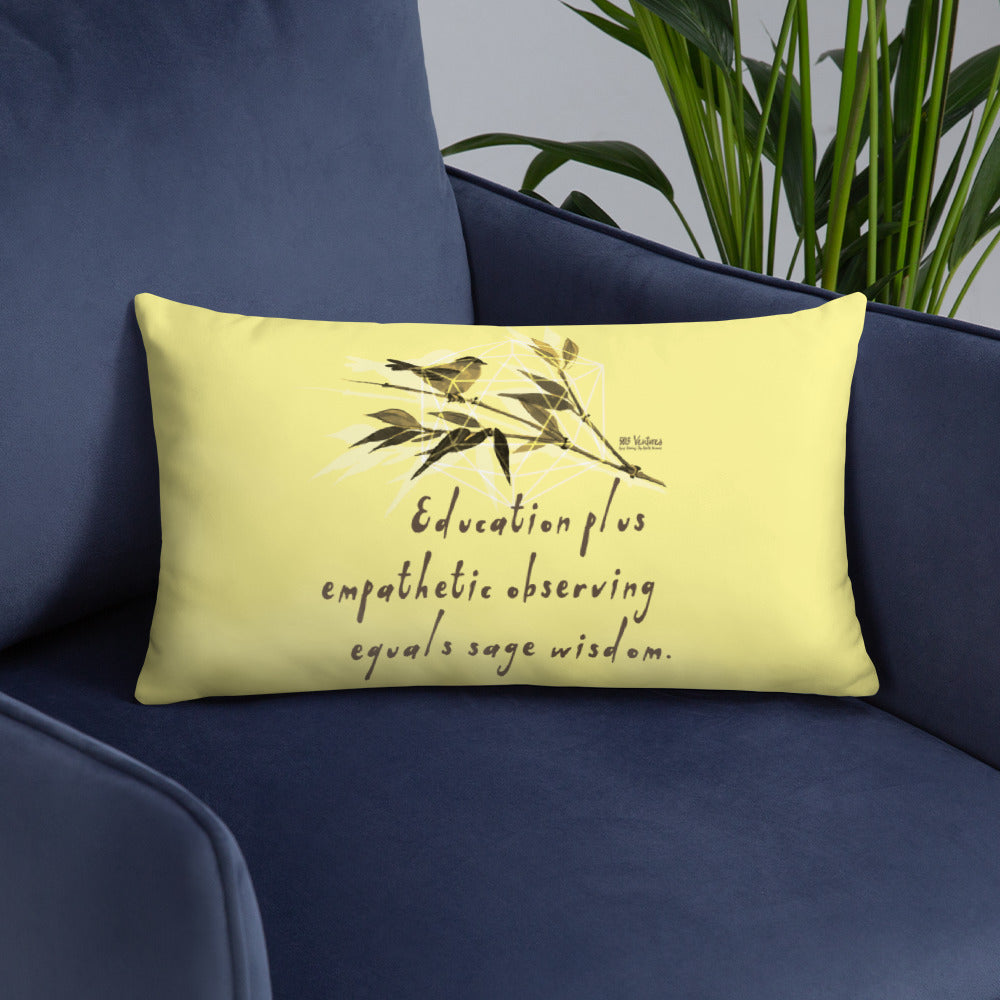 Sage Wisdom Haiku With Sparrow on Basic Pillow