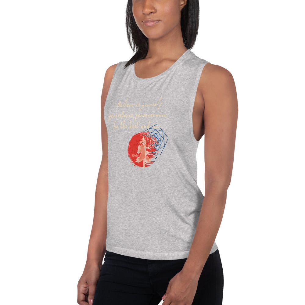 Believe To Win Haiku With Sun Tree on Women's Muscle Tank Top