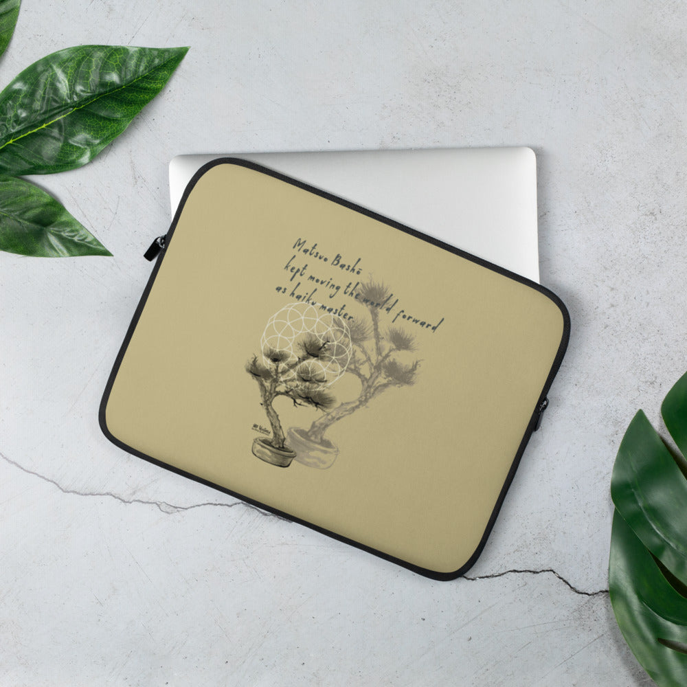 Matsuo Basho Haiku With Bonsai on Laptop Sleeve