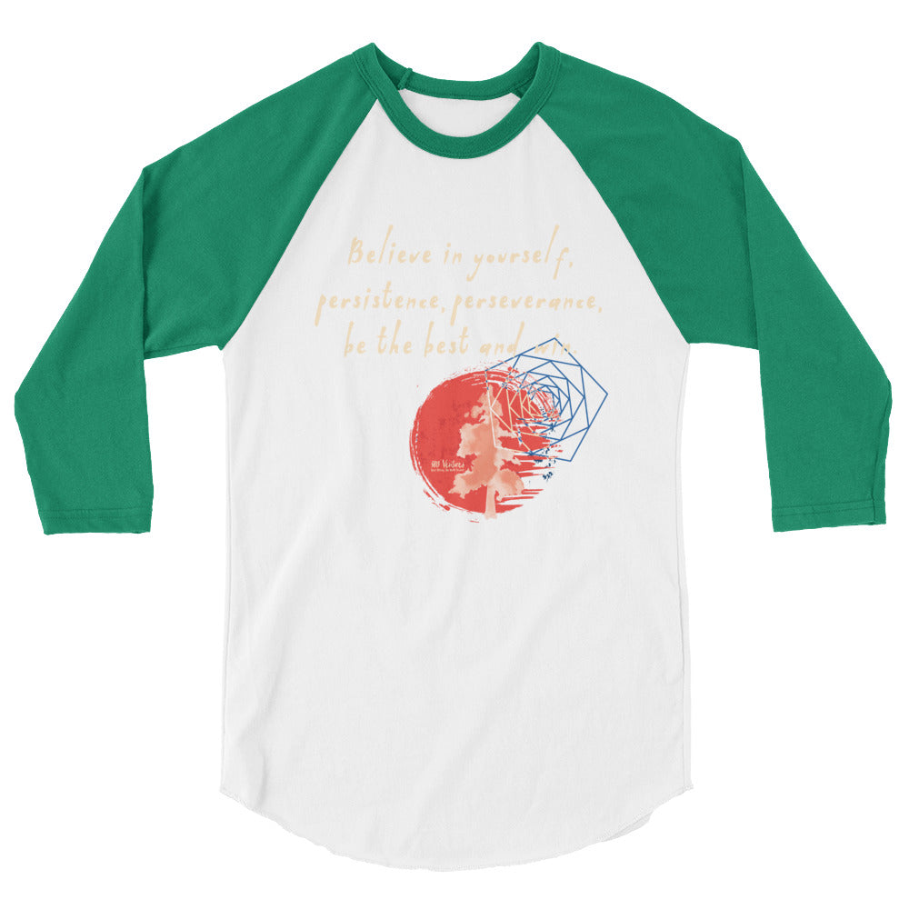 Believe To Win Haiku With Sun Tree on Unisex 3/4 Sleeve Raglan Shirt