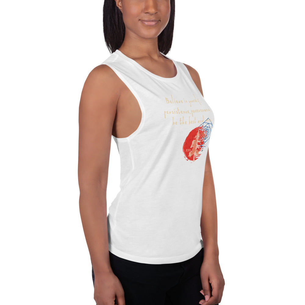 Believe To Win Haiku With Sun Tree on Women's Muscle Tank Top