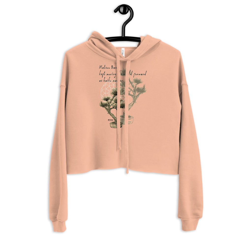 Matsuo Basho Haiku With Bonsai on Women's Crop Hoodie