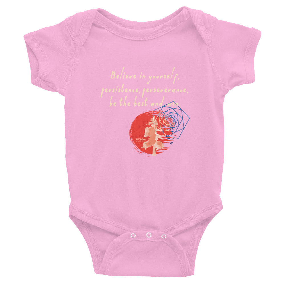 Believe To Win Haiku With Sun Tree on Baby Short Sleeve Bodysuit