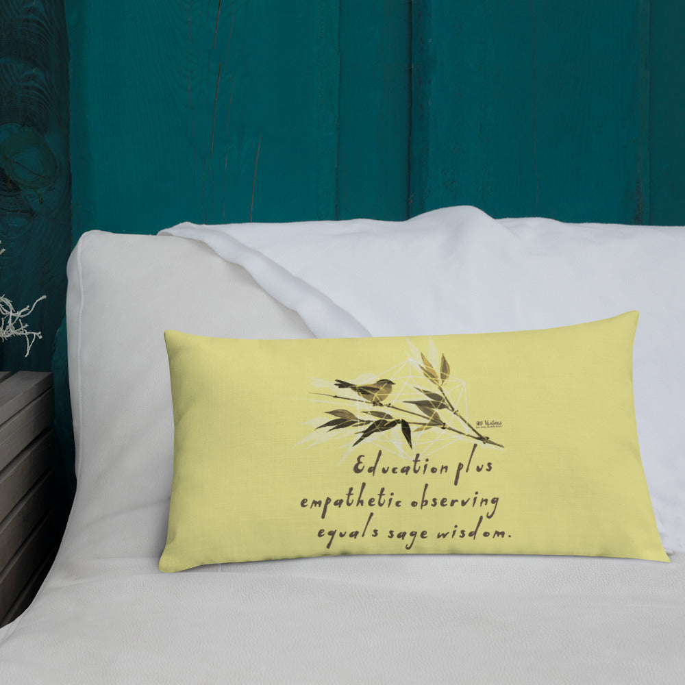 Sage Wisdom Haiku With Sparrow on Premium Pillow