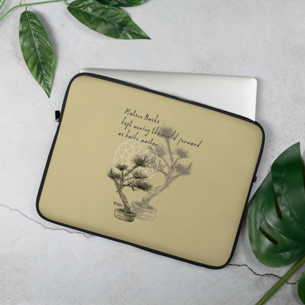 Matsuo Basho Haiku With Bonsai on Laptop Sleeve