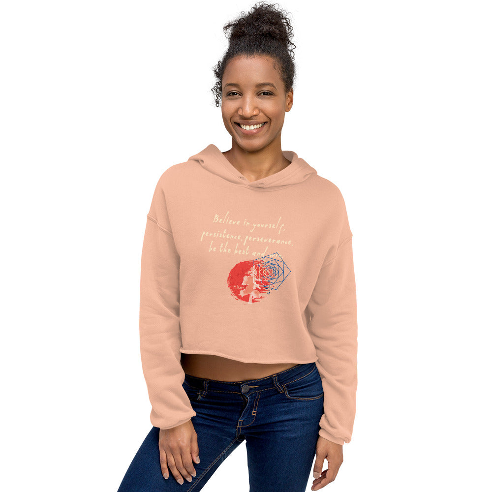 Believe To Win Haiku With Sun Tree on Women's Crop Hoodie